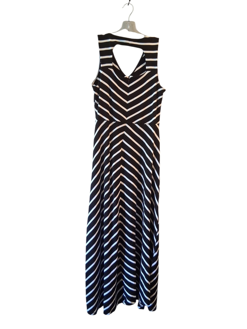 Talbots Black & White V-Neck Striped Maxi Dress Size M Preppy Feminine - Picture 4 of 7
